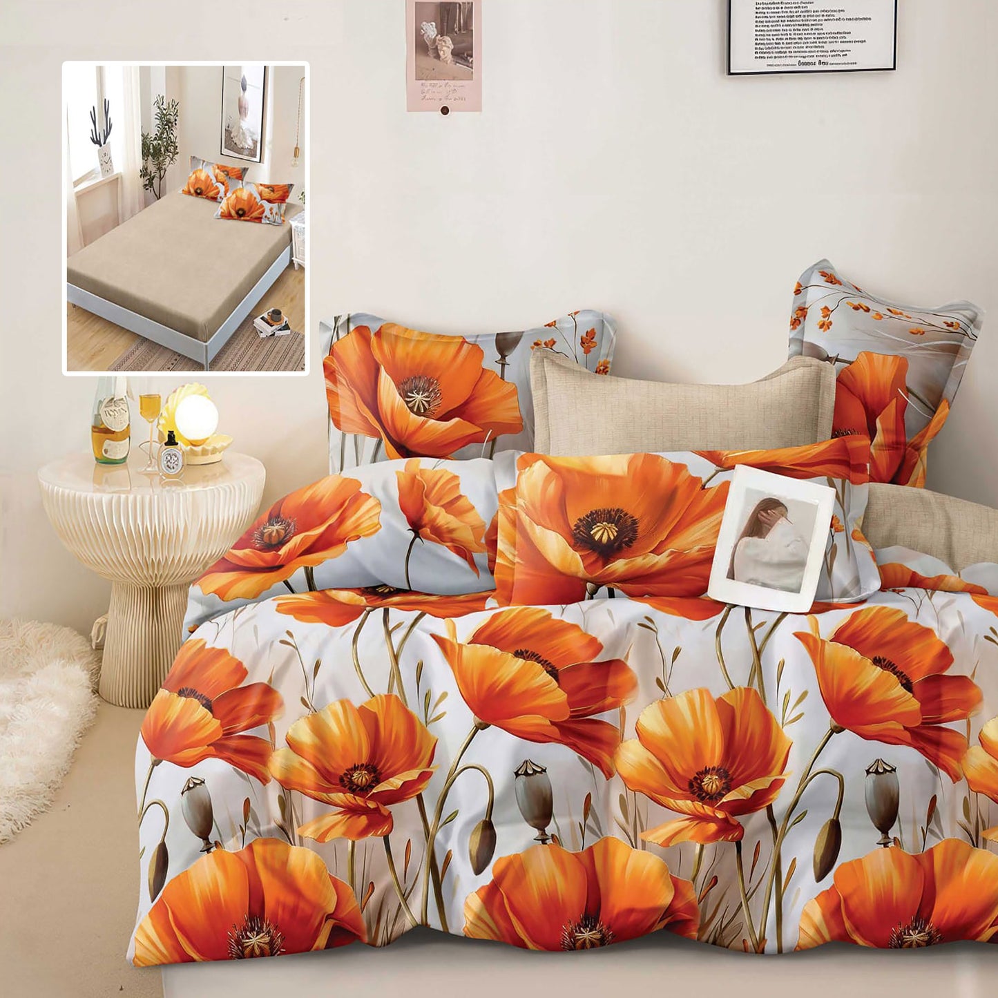 Оранжеви цветя - 6 части с ластик ПАМУК