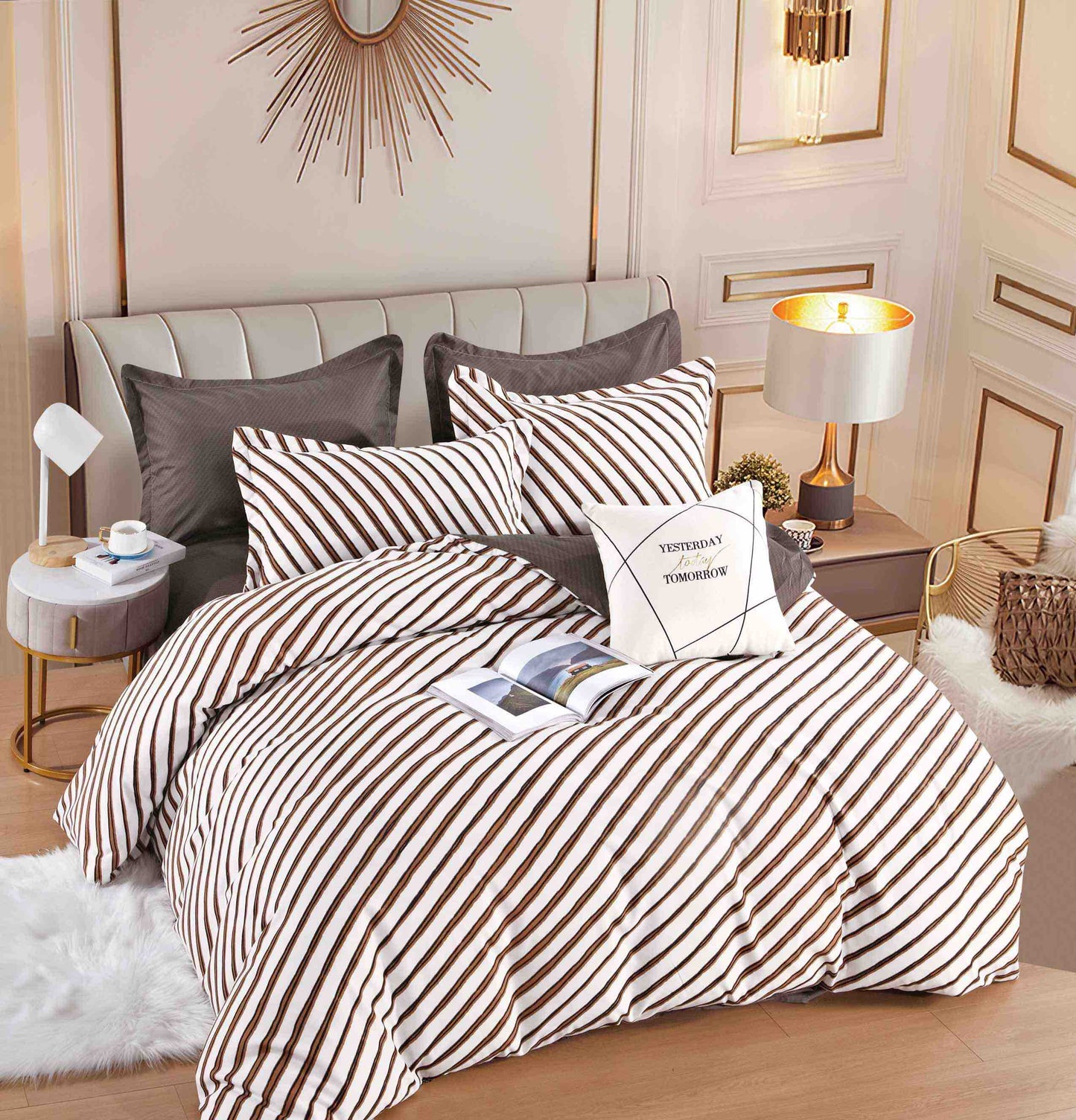 Бежово райе - 6 части с ластик Лукс