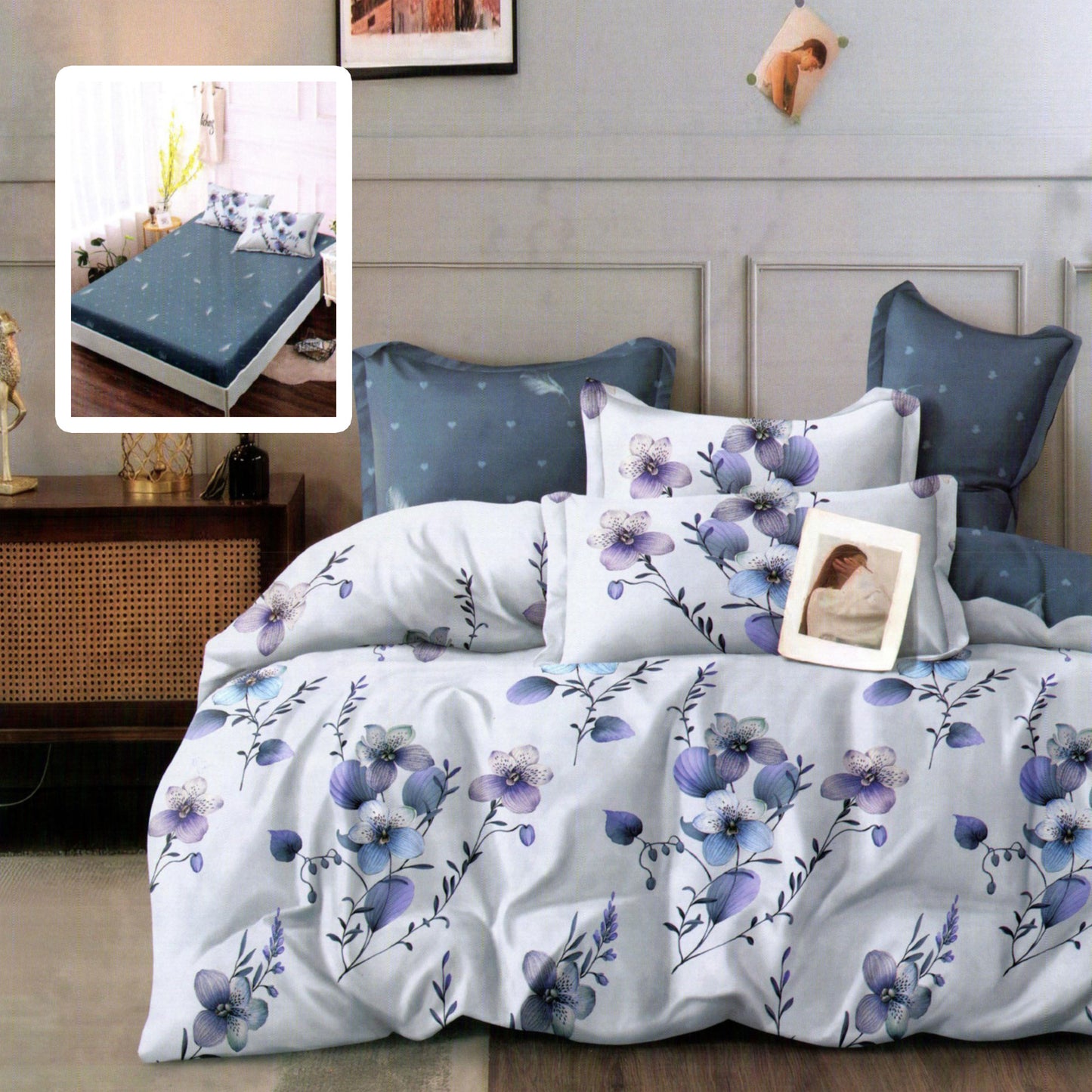 Сини цветчета - 6 части с ластик ПАМУК