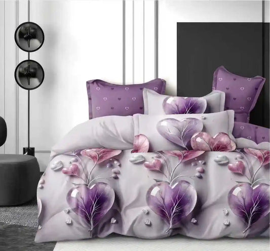 Лилави сърца- 6 части с ластик ПАМУК 3D