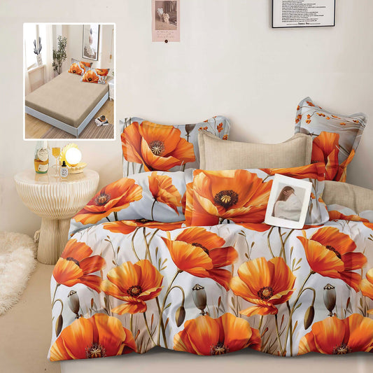 Оранжеви цветя - 6 части с ластик ПАМУК