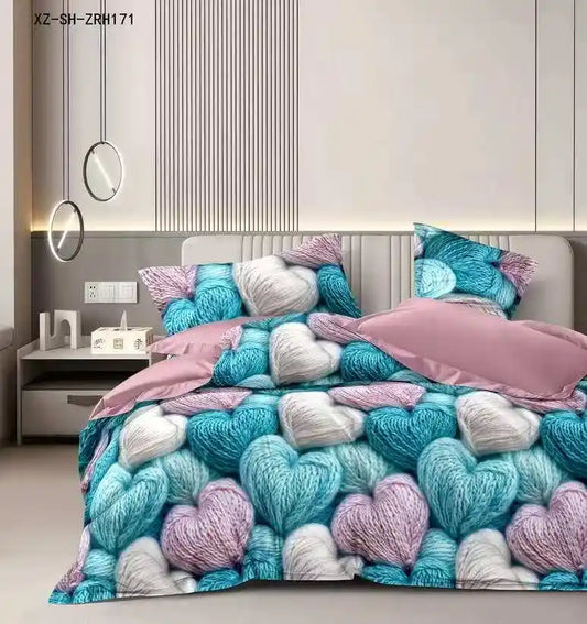 Плетени сърца- 6 части с ластик ПАМУК 3D