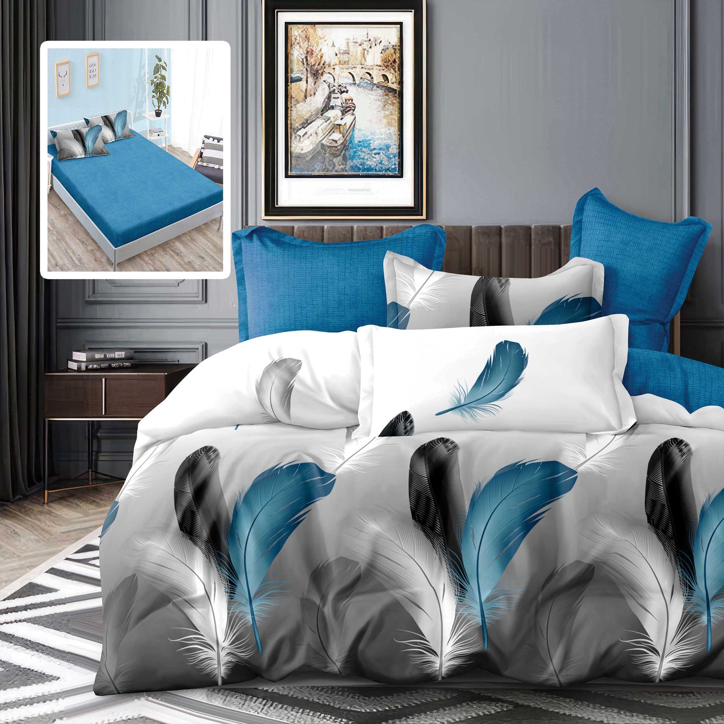 Сини пера - 6 части с ластик ПАМУК